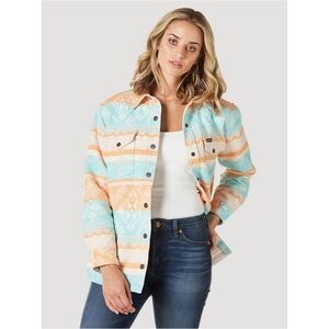 Wrangler Southwestern Print Cotton Shacket Sunset Blues Nwot
